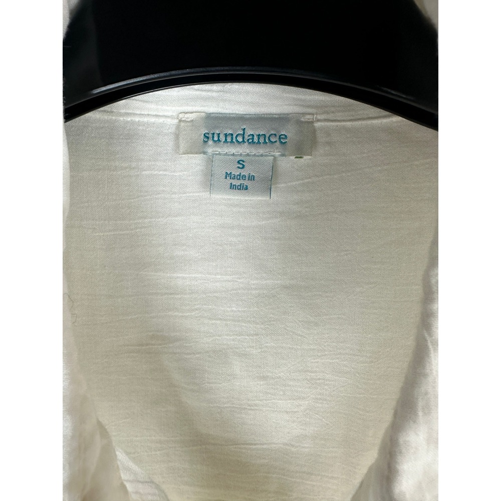 Sundance White Cotton Long Sleeve Button Up Blouse Crochet Boho Sheer Size Small - Picture 11 of 14